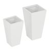 Set of 2 Modern Lightweight Outdoor Patio Flower Pot Planter Box in White