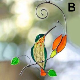 1pc Hummingbird Stained Glass Sun Catcher Window Hangings Ornament Metal Craft A Lovely Gift For Your Family - B