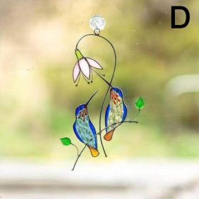 1pc Hummingbird Stained Glass Sun Catcher Window Hangings Ornament Metal Craft A Lovely Gift For Your Family - D