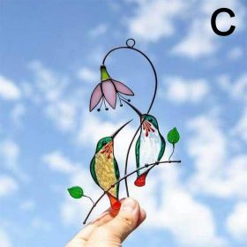 1pc Hummingbird Stained Glass Sun Catcher Window Hangings Ornament Metal Craft A Lovely Gift For Your Family - C