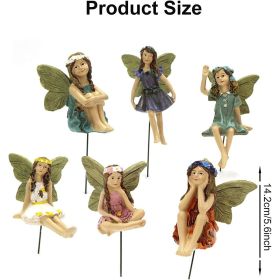 1pc Miniature Fairy Plug-In Statue, Garden Elf With Wings Crafts Little Girls Figures Ornament, For Home Room Decor Patio Garden Accessories - 6pcs