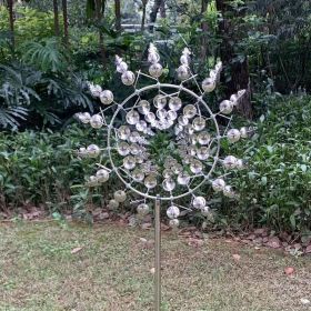 30cm/11.81in Courtyard Garden Lawn Outdoor Decoration, Unique Wind Collector Magic Kinetic Energy Metal Windmill Spinner Solar Wind Catcher - CX101