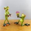 NORTHEUINS Resin Leggy Couple Frog Figurine Modern Creative Wedding Animal Statue for Interior Home Desktop Decor Accessories - C