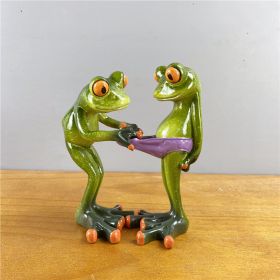 NORTHEUINS Resin Leggy Couple Frog Figurine Modern Creative Wedding Animal Statue for Interior Home Desktop Decor Accessories - A