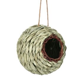 Charming Decorative Hummingbird House Hand-woven Hung Straw Nest Natural Grass Hung Bird for Garden Patio Lawn Office Indoor - 1pcs