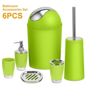 Bathroom Accessories Set 6 Pcs Bathroom Set Ensemble Complete Soap Dispenser Toothbrush Holder - Green