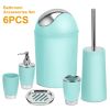 Bathroom Accessories Set 6 Pcs Bathroom Set Ensemble Complete Soap Dispenser Toothbrush Holder - Aqua