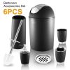 Bathroom Accessories Set 6 Pcs Bathroom Set Ensemble Complete Soap Dispenser Toothbrush Holder - black