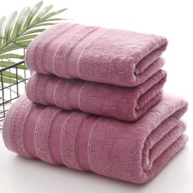 Linen Bath Towel Set 3 Pieces Soft and Absorbent;  Premium Quality 100% Cotton 1 Bath Towel 1 Hand Towel 1 Washcloth  - pink