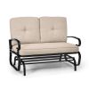 2 Seats Outdoor Swing Glider Chair with Comfortable Cushions - Beige