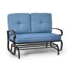 2 Seats Outdoor Swing Glider Chair with Comfortable Cushions - Blue