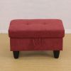 Red Flannel Living Room Sofa Ottoman - Red