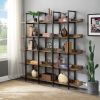 [VIDEO] 5 Tier Bookcase Home Office Open Bookshelf, Vintage Industrial Style Shelf with Metal Frame, MDF Board - as Pic