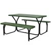 All Weather Outdoor Picnic Table Bench Set with Metal Base Wood - Green