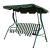 3 Seat Outdoor Patio Canopy Swing with Cushioned Steel Frame - Green