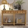 Console Table Sofa Table Easy Assembly with Two Storage Drawers and Bottom Shelf for Living Room, Entryway - Old Pine