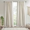 Cotton Printed Curtain Panel with Chenille Stripe and Lining - as Pic