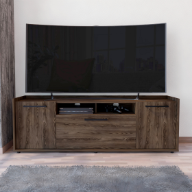 Tv Stand for TV´s up 55" Dext, One Cabinet, Double Door, Dark Walnut Finish - Dark Walnut