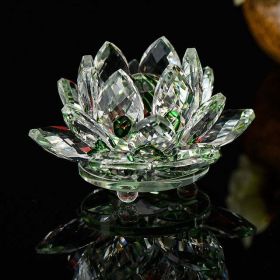 80 mm Feng shui Quartz Crystal Lotus Flower Crafts Glass Paperweight Ornaments Figurines Home Wedding Party Decor Gifts Souvenir - Green