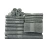 Basic Solid 18-Piece Bath Towel Set Collection - School Grey