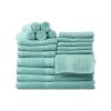 Basic Solid 18-Piece Bath Towel Set Collection - Aqua