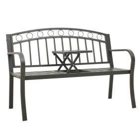 Patio Bench with a Table 49.2" Steel Gray - Grey