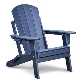 Folding Adirondack Chair Weather Resistant, Outdoor HDPE Lawn Chair - Blue