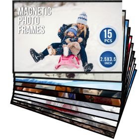 15 Pack 2.5x3.5 inch Magnetic Picture Frames for Refrigetator Wallet Small Magnet Picture Frames for Fridge Magnetic Photo Sleeves Locker - Juzari