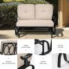 2 Seats Outdoor Swing Glider Chair with Comfortable Cushions - Beige