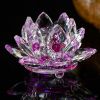 80 mm Feng shui Quartz Crystal Lotus Flower Crafts Glass Paperweight Ornaments Figurines Home Wedding Party Decor Gifts Souvenir - White