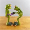 NORTHEUINS Resin Leggy Couple Frog Figurine Modern Creative Wedding Animal Statue for Interior Home Desktop Decor Accessories - A