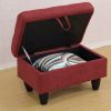 Red Flannel Living Room Sofa Ottoman - Red