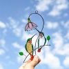 1pc Hummingbird Stained Glass Sun Catcher Window Hangings Ornament Metal Craft A Lovely Gift For Your Family - D