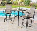 Outdoor Swivel Bar Stools Patio Sling Bar Chairs Padded with Quick Dry Foam, Set of 2 - Set of 2