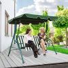 3 Seat Outdoor Patio Canopy Swing with Cushioned Steel Frame - Green