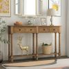 Console Table Sofa Table Easy Assembly with Two Storage Drawers and Bottom Shelf for Living Room, Entryway - Old Pine