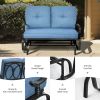 2 Seats Outdoor Swing Glider Chair with Comfortable Cushions - Blue