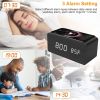 Digital Alarm Clock Qi-Wireless Charger Time Temperature Calendar Display Clock w/ Voice Control Brightness Adjustment - Bamboo