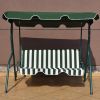 3 Seat Outdoor Patio Canopy Swing with Cushioned Steel Frame - Green