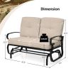 2 Seats Outdoor Swing Glider Chair with Comfortable Cushions - Beige