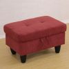 Red Flannel Living Room Sofa Ottoman - Red