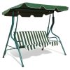 3 Seat Outdoor Patio Canopy Swing with Cushioned Steel Frame - Green