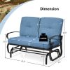 2 Seats Outdoor Swing Glider Chair with Comfortable Cushions - Blue