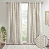 Cotton Printed Curtain Panel with Chenille Stripe and Lining - as Pic