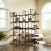 [VIDEO] 5 Tier Bookcase Home Office Open Bookshelf, Vintage Industrial Style Shelf with Metal Frame, MDF Board - as Pic