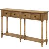 Console Table Sofa Table Easy Assembly with Two Storage Drawers and Bottom Shelf for Living Room, Entryway - Old Pine