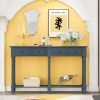 Console Table Sofa Table Easy Assembly with Two Storage Drawers and Bottom Shelf for Living Room, Entryway - Antique Navy