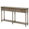 Console Table Sofa Table Easy Assembly with Two Storage Drawers and Bottom Shelf for Living Room, Entryway - Gray Wash