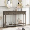 Console Table Sofa Table Easy Assembly with Two Storage Drawers and Bottom Shelf for Living Room, Entryway - Gray Wash