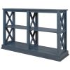 Console Table with 3-Tier Open Storage Spaces and 'X' Legs, Narrow Sofa Entry Table for Living Room, Entryway and Hallway  - navy blue